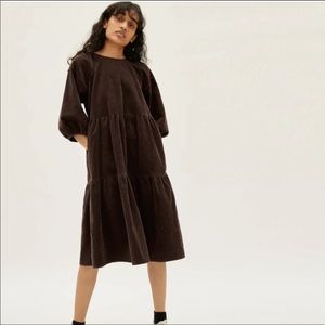 XS NWT Everlane corduroy tiered dress